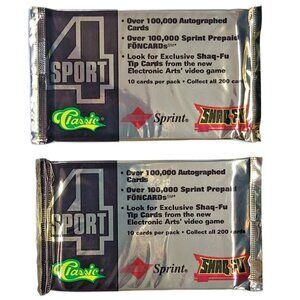 1994 Classic 4-Sport Gold Promo Packs Shaq-Fu Inserts 2 Booster Packs SEALED 🆕
